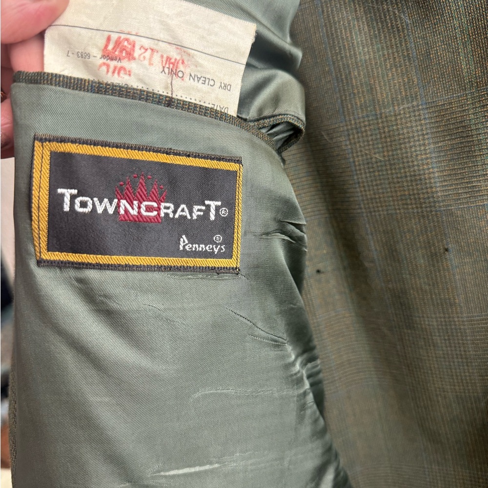 Towncraft Olive Checkered Suit